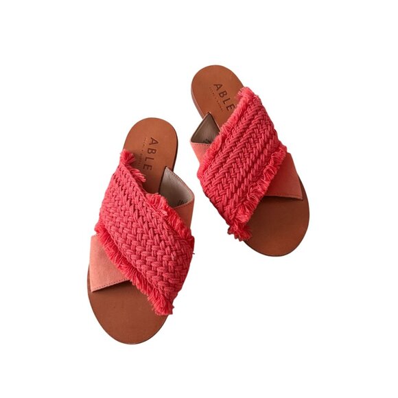ABLE Orange Woven Braided Slides Sandals Size 7 - Picture 4 of 10